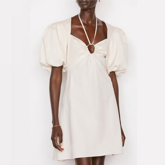 Frame Tie Neck Dress in Beige - Picture 1 of 9